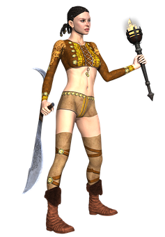 Warrior Girlwith Swordand Torch