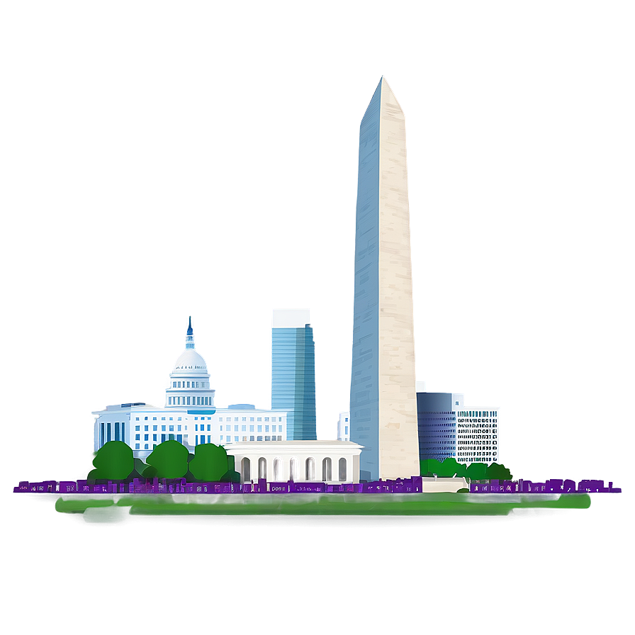 Washington Monument With City Skyline Png 97