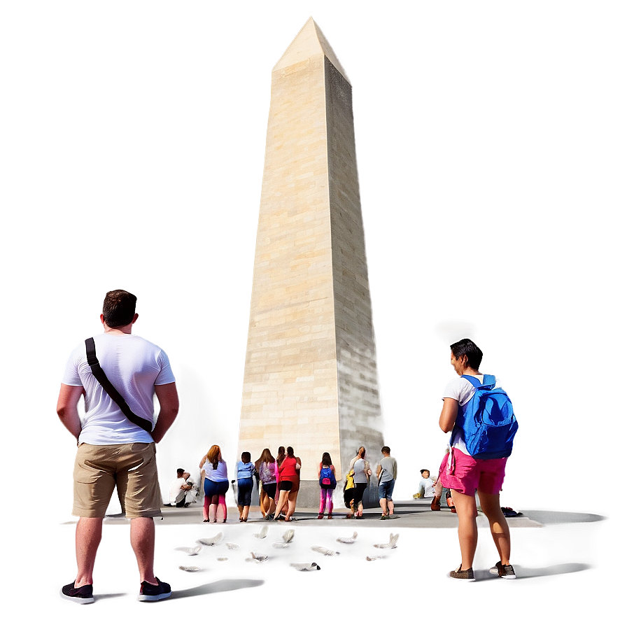 Washington Monument With Tourists Png 06202024