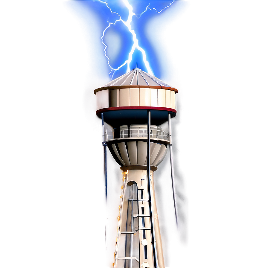 Water Tower With Lightning Strike Png Wob38