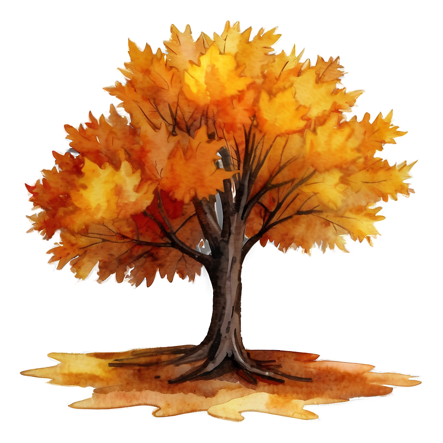 Watercolor Autumn Tree Png 64