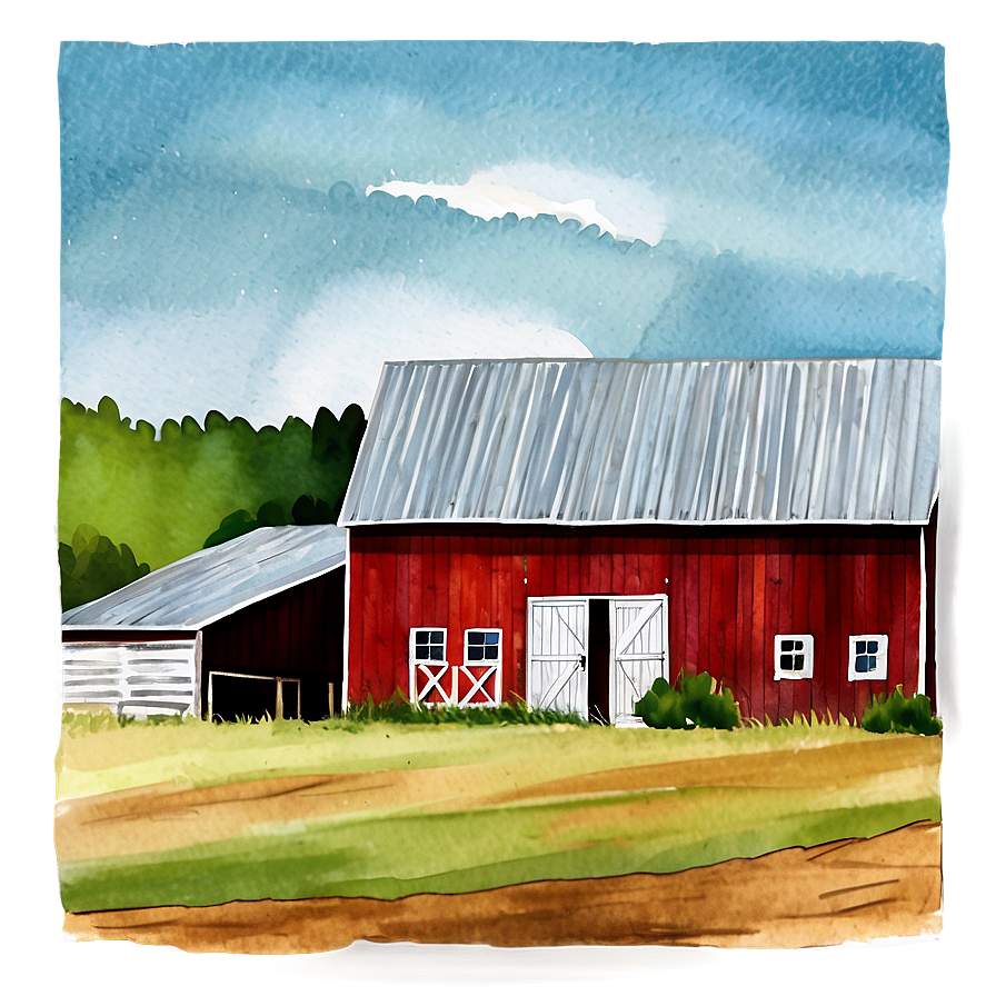 Watercolor Barn Painting Png 06122024