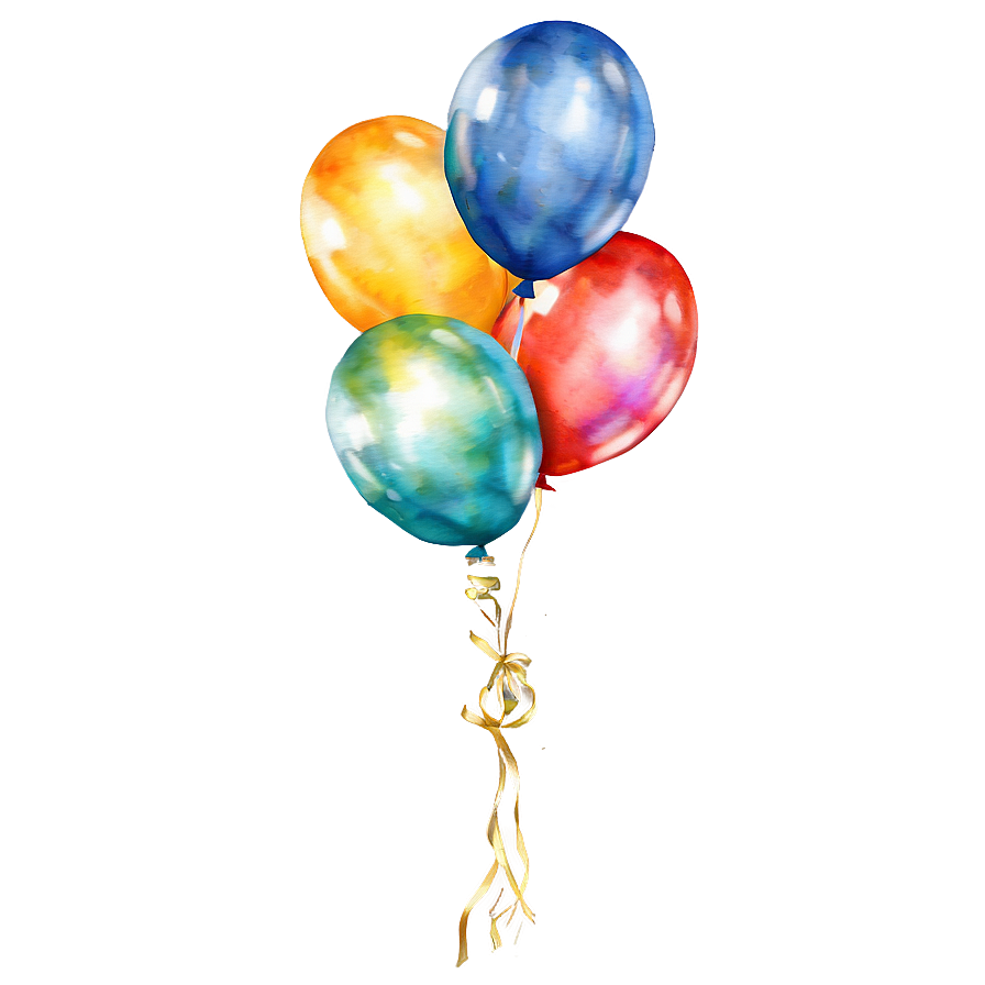 Watercolor Birthday Balloon Png Obj43