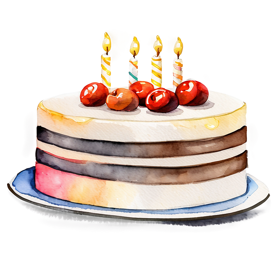 Watercolor Birthday Cake Png 05042024