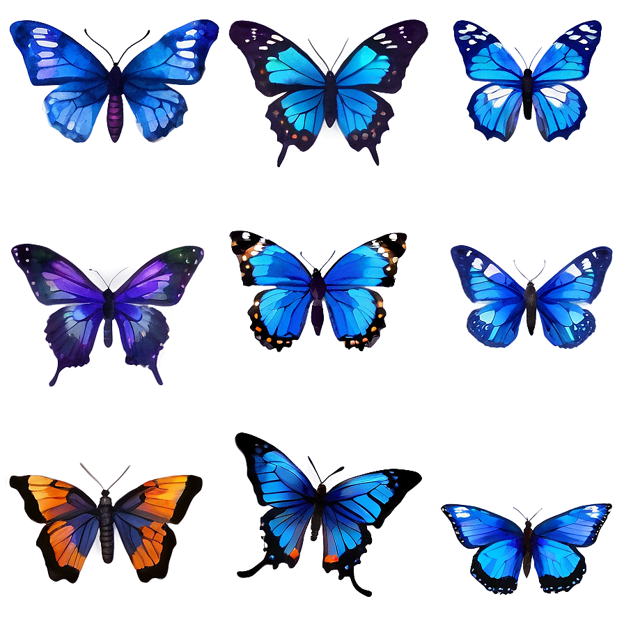 Watercolor Blue Butterfly PNG 31 PNG with transparent background