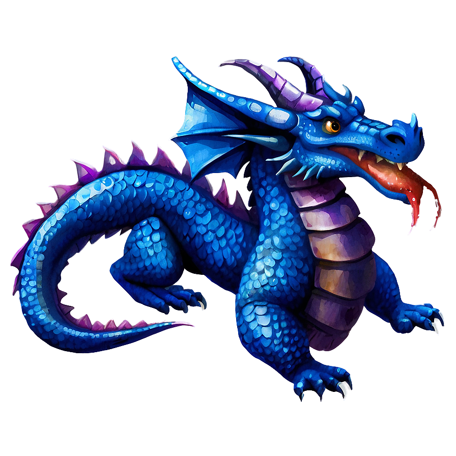 Watercolor Blue Dragon Png 71