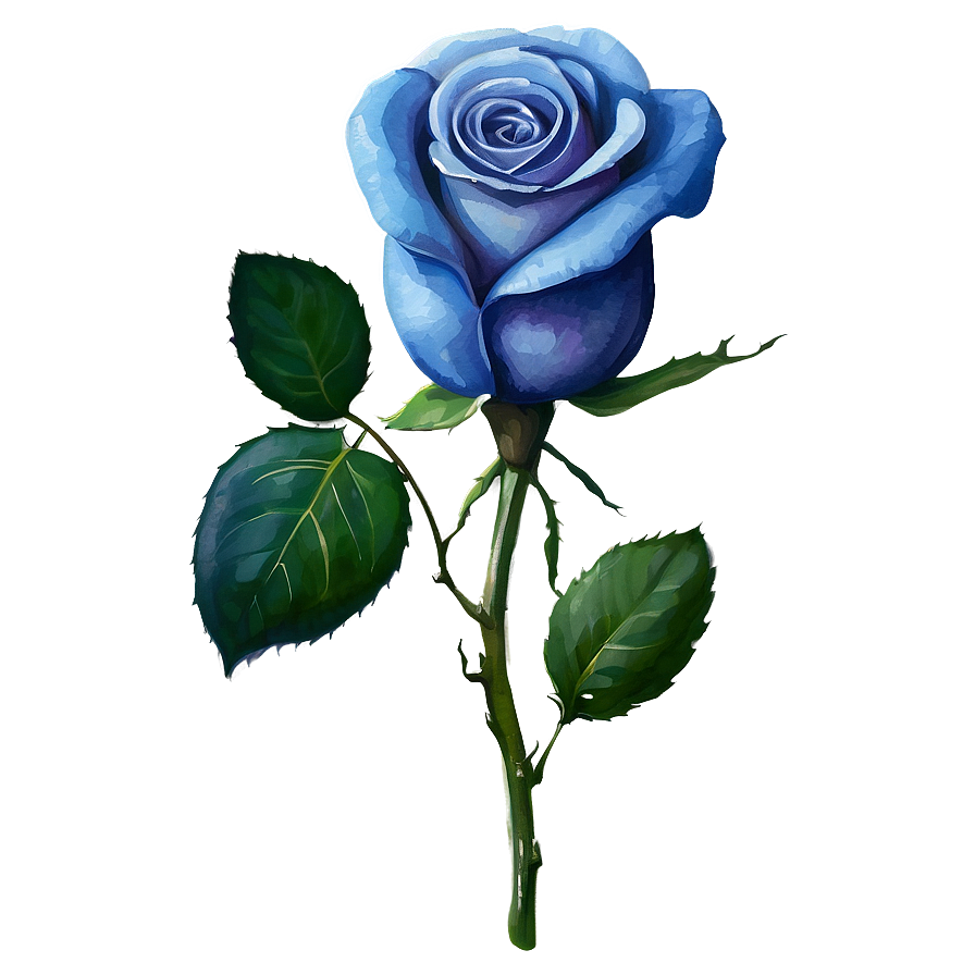 Watercolor Blue Rose Png 06202024