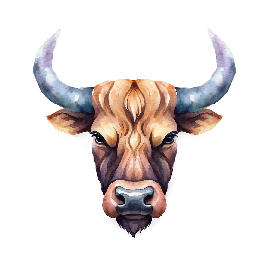 Watercolor Bull Head Png Cqm92