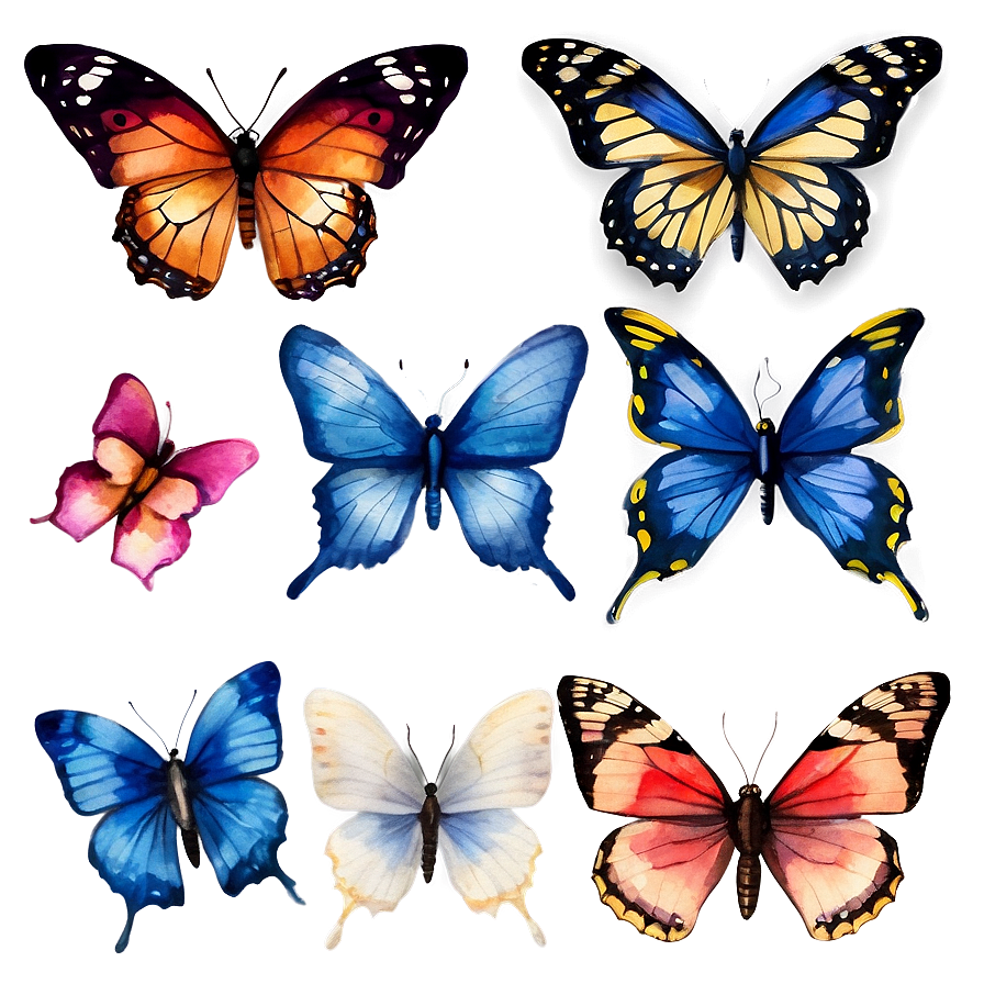 Watercolor Butterflies PNG 05232024 PNG with transparent background