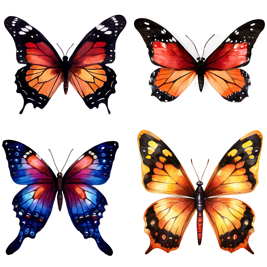 Watercolor Butterflies PNG whp PNG with transparent background