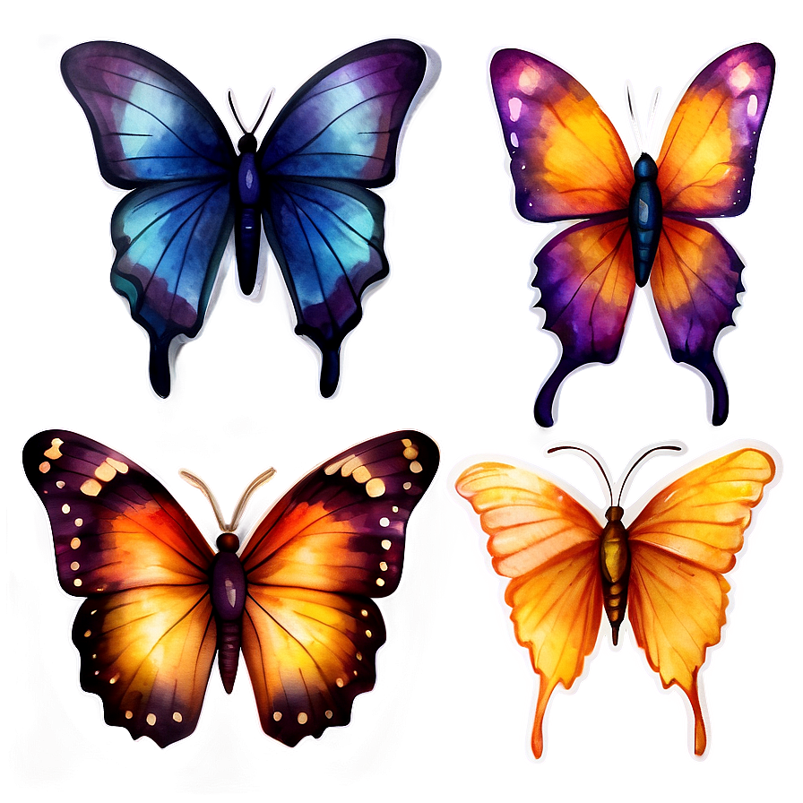 Watercolor Butterfly Sticker PNG elv28 PNG image with a transparent background, free high-resolution download