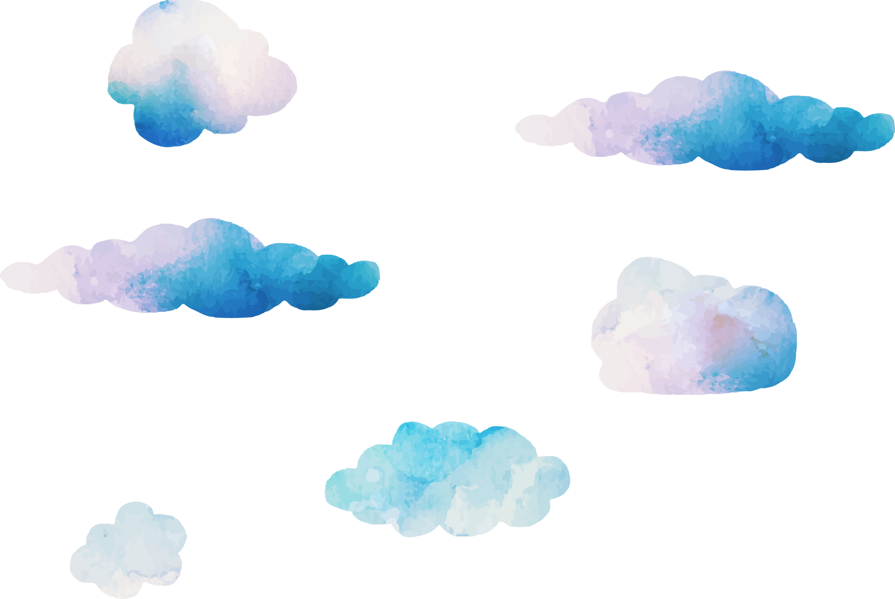 Watercolor_ Cartoon_ Clouds_ Set