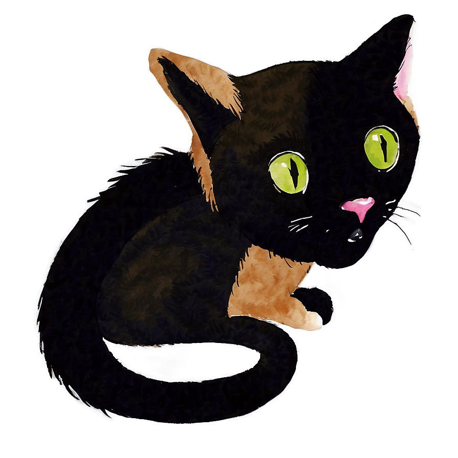 Watercolor Cat Painting Png A