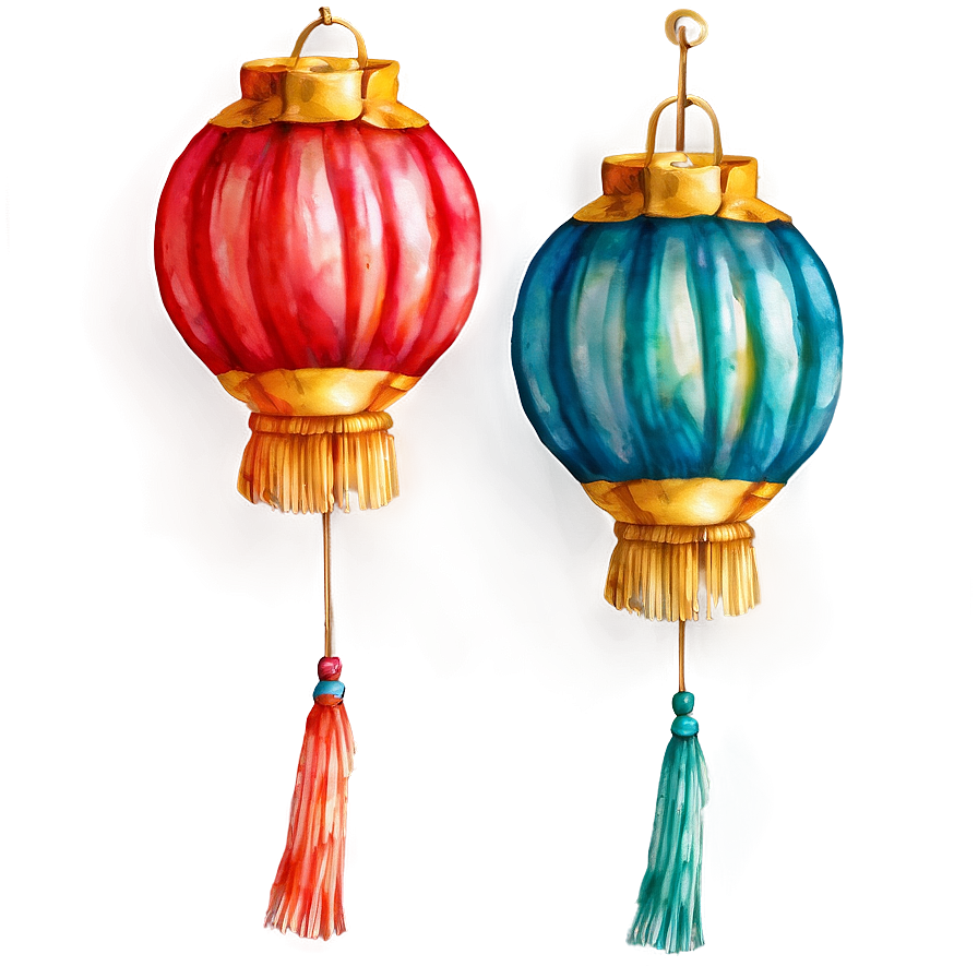 Watercolor Chinese Lantern Png 11