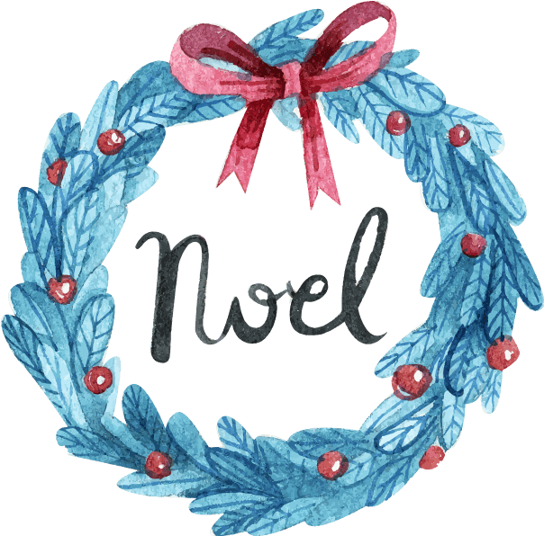 Watercolor_ Christmas_ Wreath_ Noel