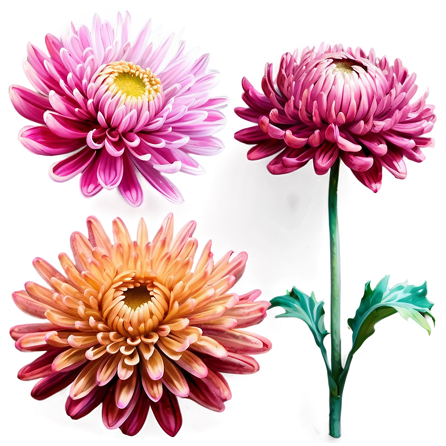 Watercolor Chrysanthemum Art Png 63