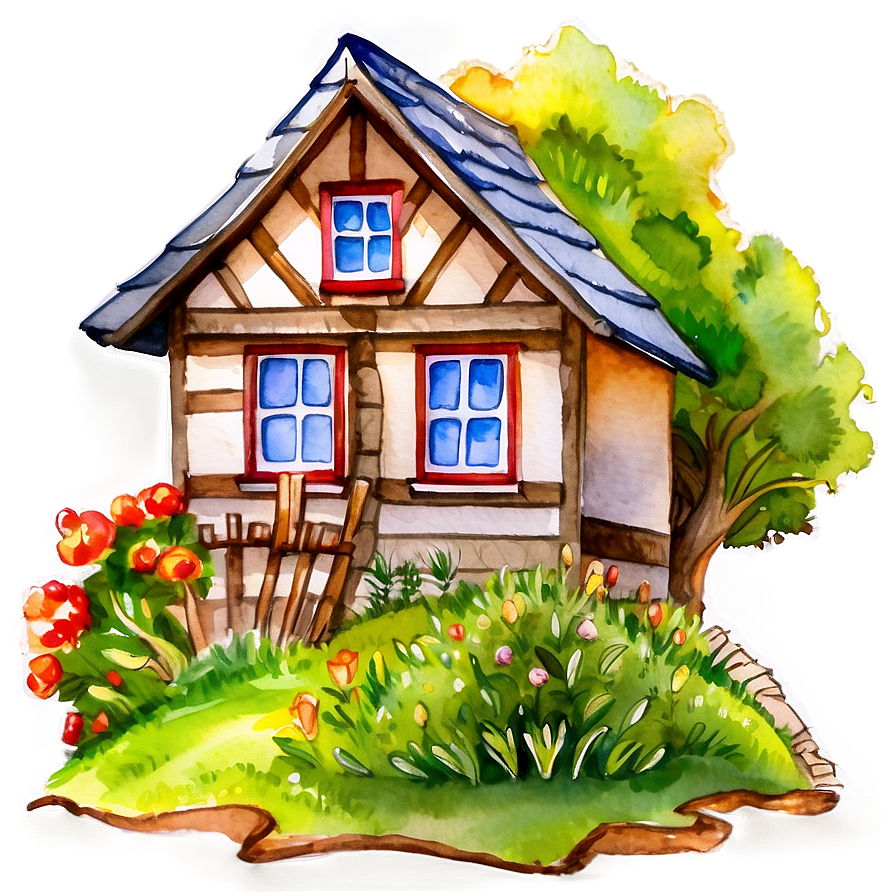 Watercolor Cottage Art Png 06202024