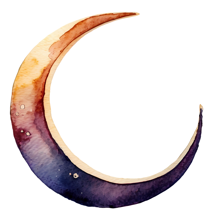 Watercolor Crescent Moon Png 54