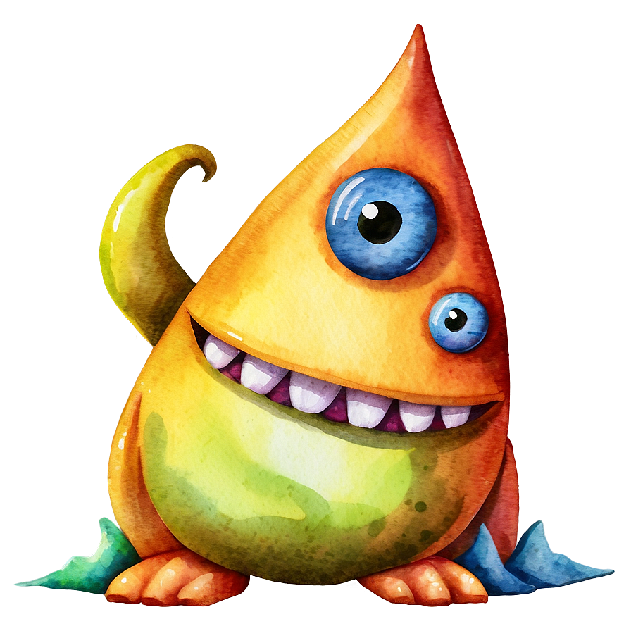 Watercolor Cute Monsters Png 15