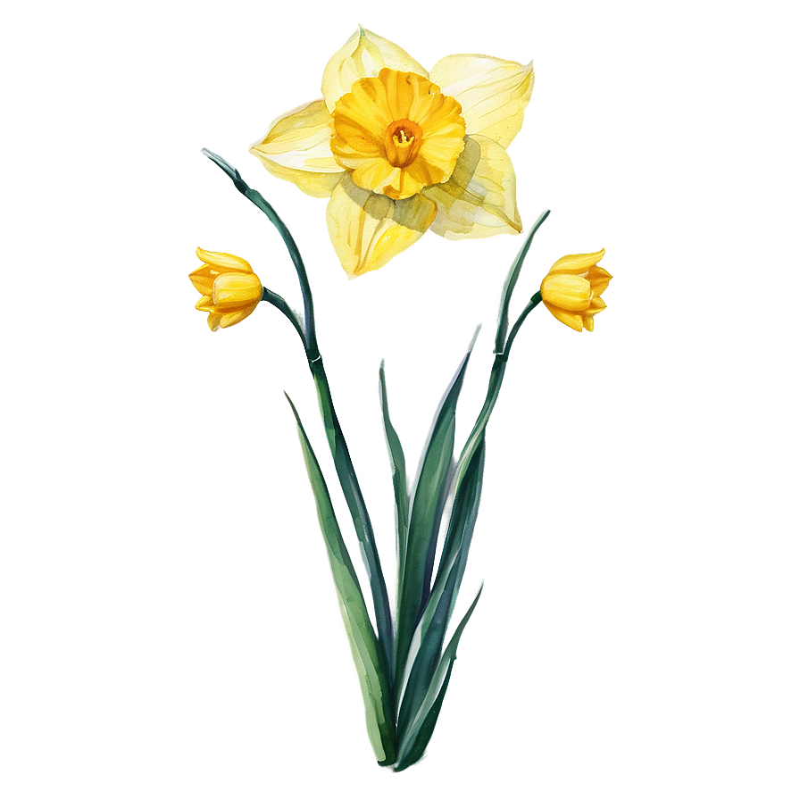 Watercolor Daffodil Flowers Png 48