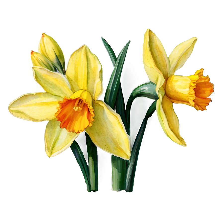 Watercolor Daffodil Flowers Png 63