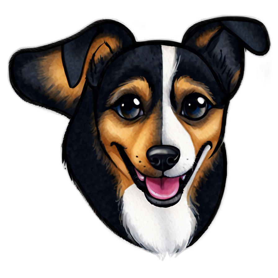 Watercolor Dog Face Painting Png Mio36