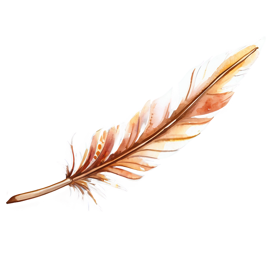 Watercolor Feather Quill Png Dtf Image