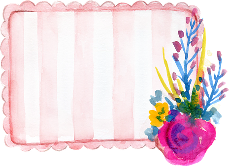 Watercolor Floral Frame Background PNG with transparent background