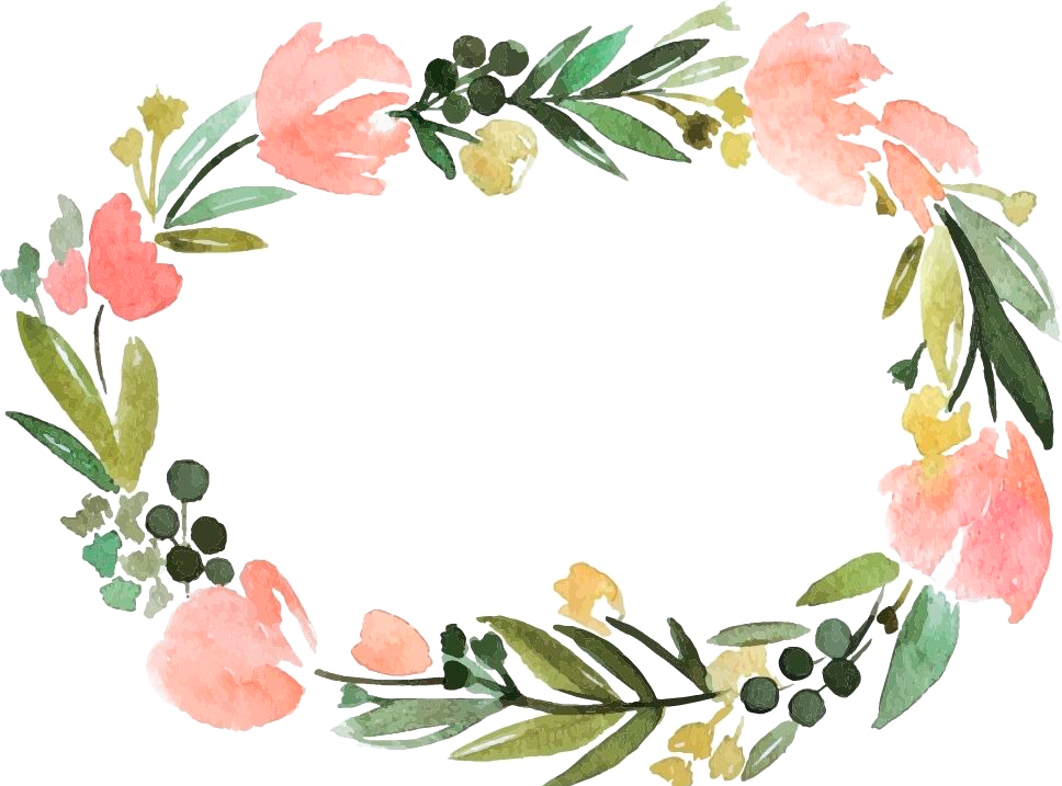 Watercolor Floral Frame P N G