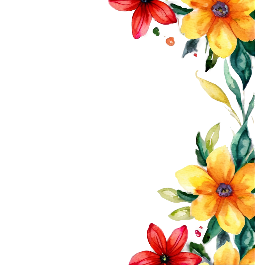 Watercolor Floral Frame PNG wjs PNG with transparent background