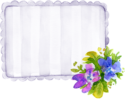 Watercolor Floral Frame Template PNG with transparent background
