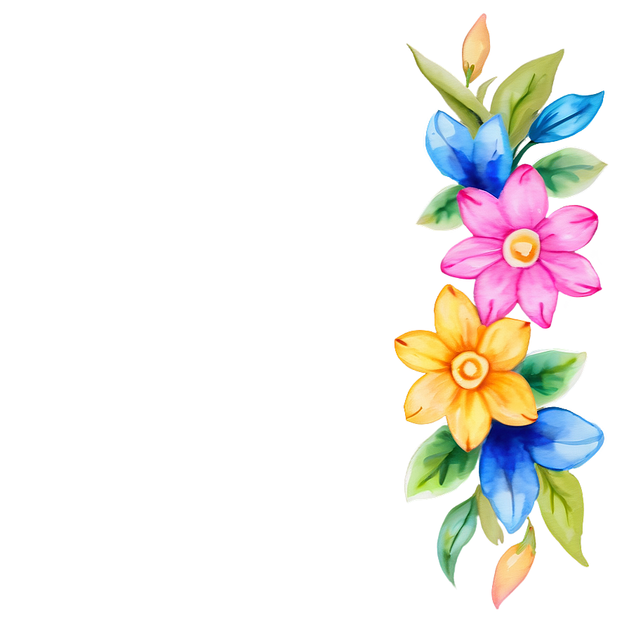 Watercolor Flower Border PNG 37 PNG image with a transparent background, free high-resolution download