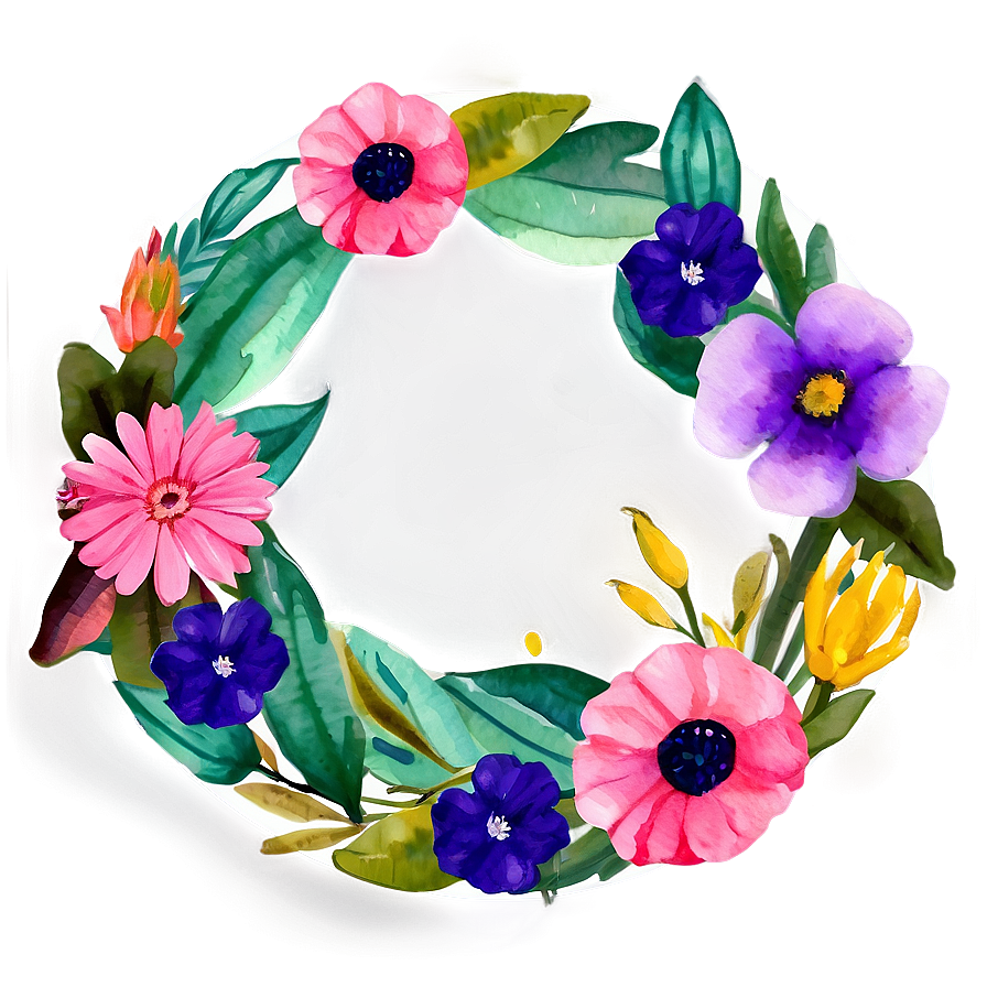 Watercolor Flower Circle Png 06252024