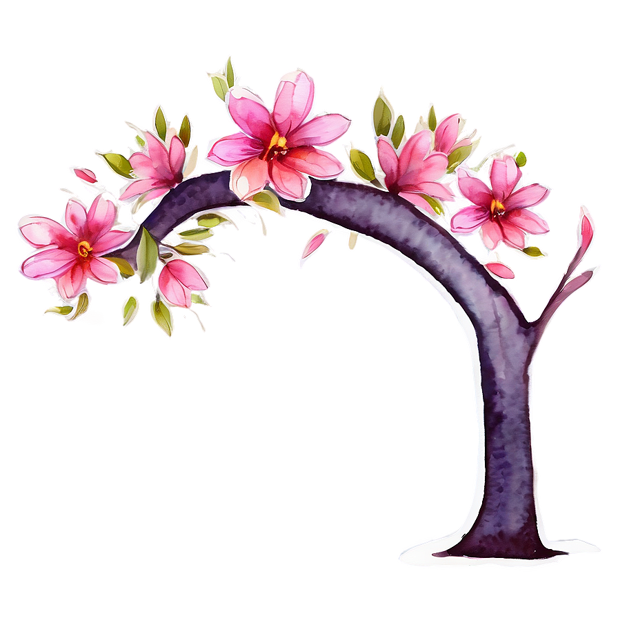 Watercolor Flower Tree Art Png 92