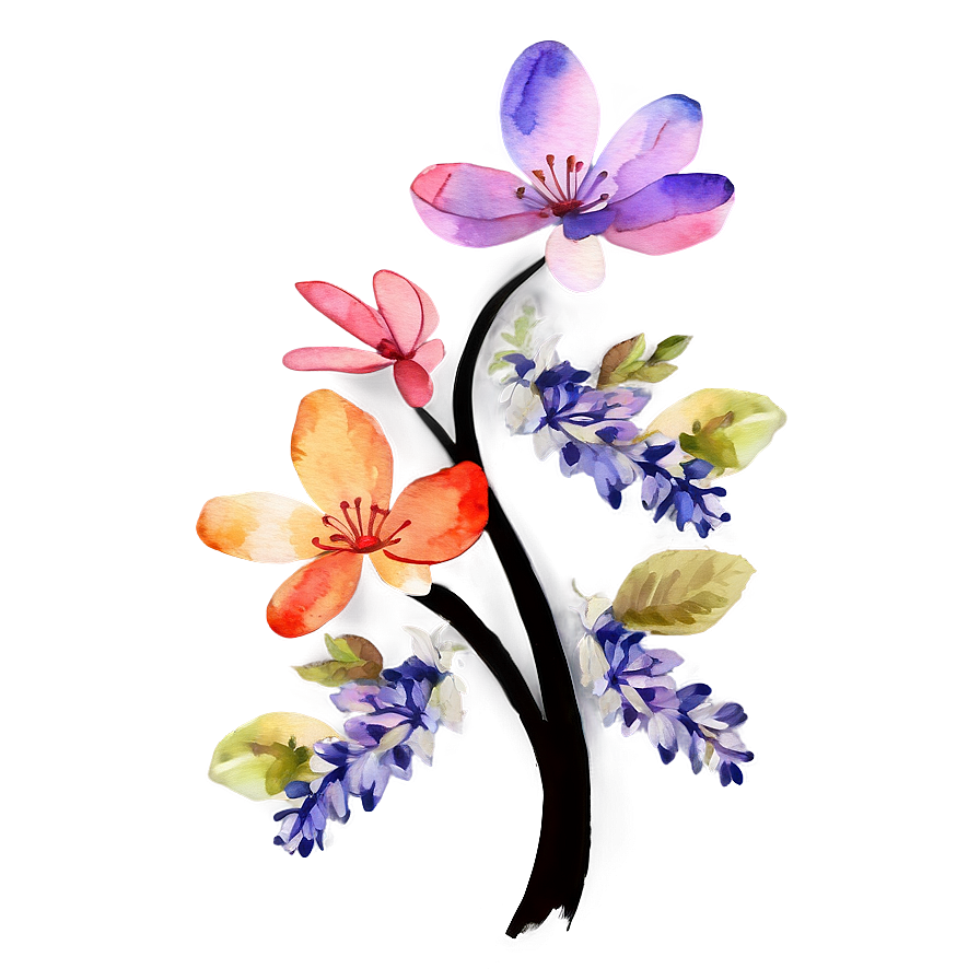 Watercolor Flower Tree Art Png Ecv83