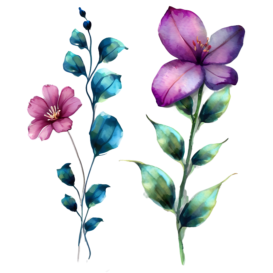Watercolor Flowers Art PNG ijh27 PNG with transparent background