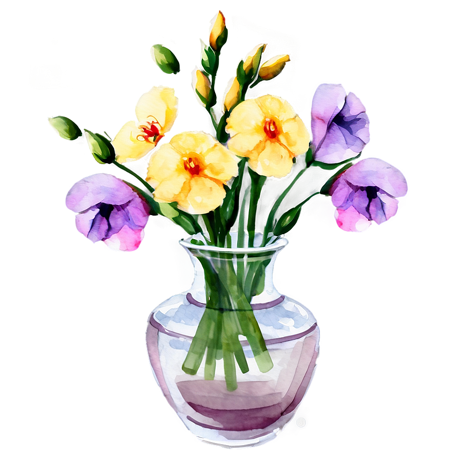 Watercolor Flowers In Vase Png 45