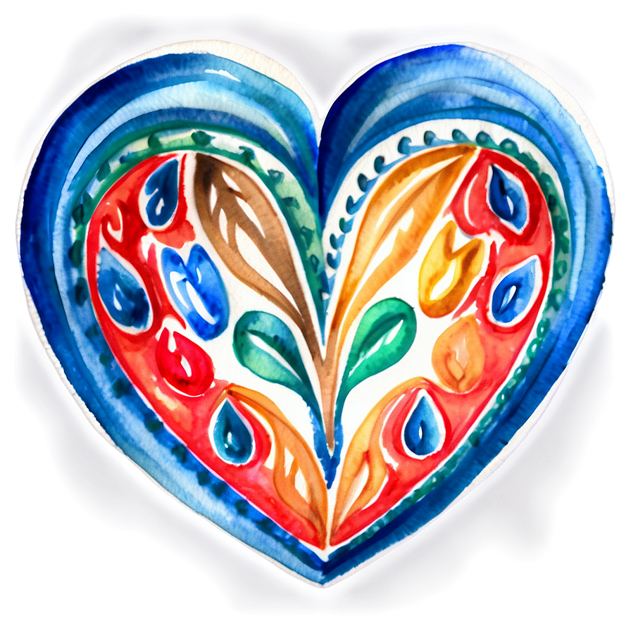 Watercolor Heart Painting Png A