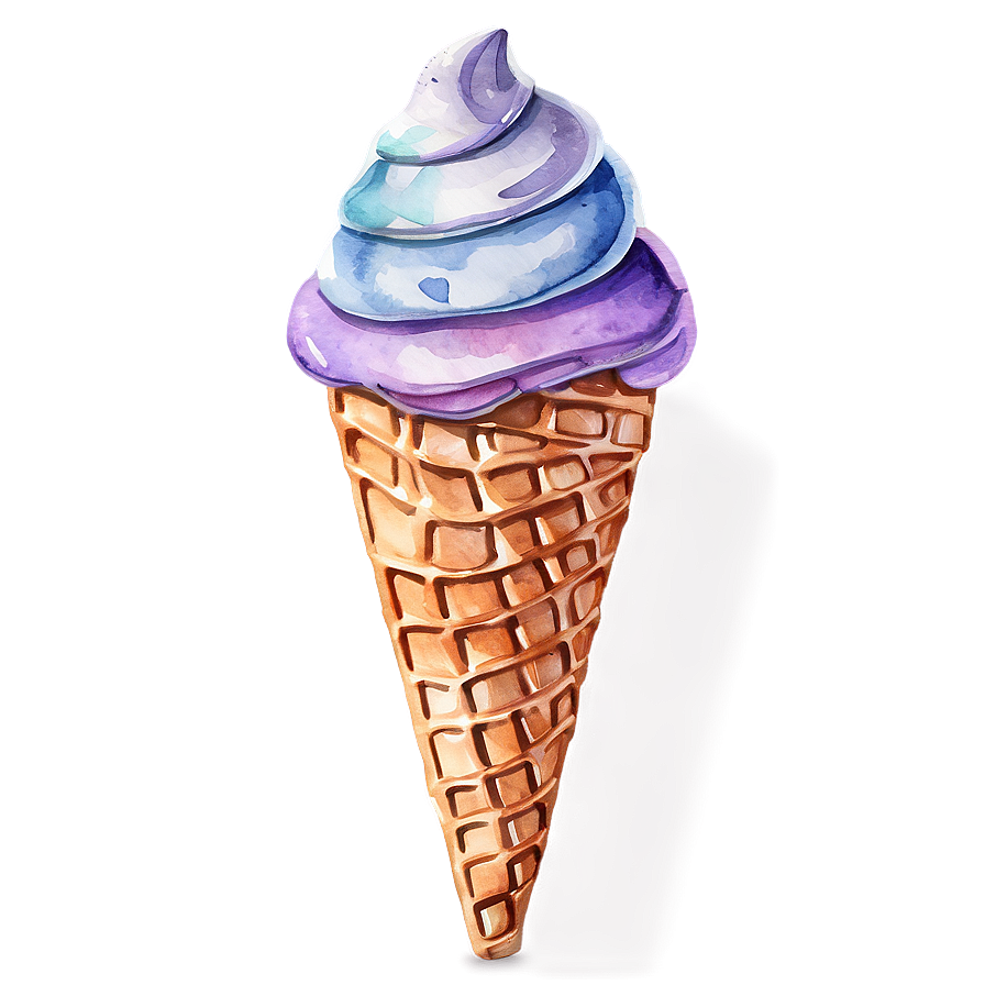 Watercolor Ice Cream Cone Png 05252024