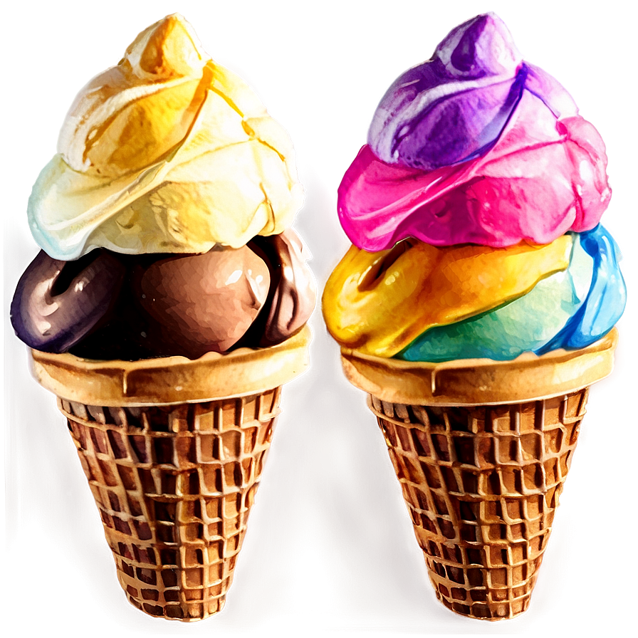 Watercolor Ice Cream Cone Png Avq