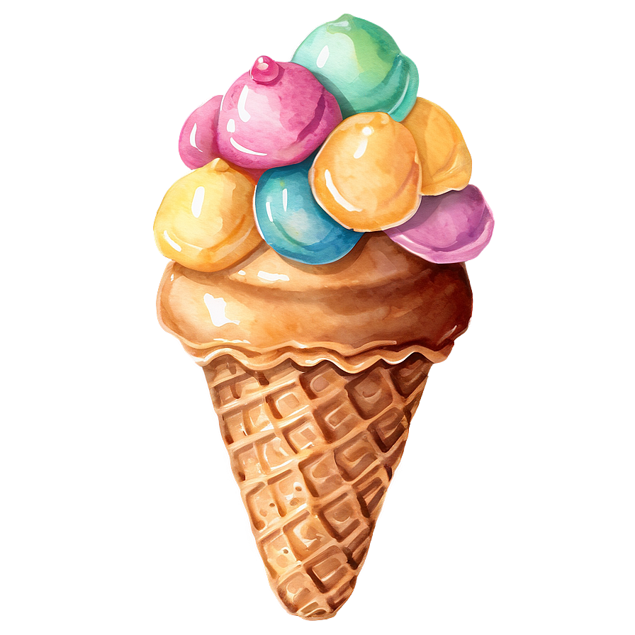 Watercolor Ice Cream Cone Png Oxa