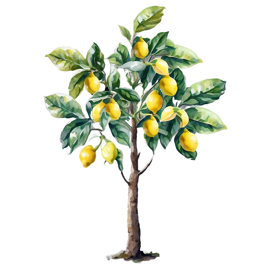 Watercolor Lemon Tree Artwork Png Lpg52