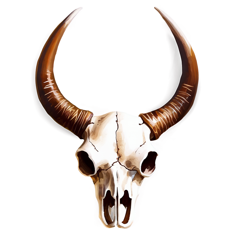 Watercolor Longhorn Skull Paint Png 9