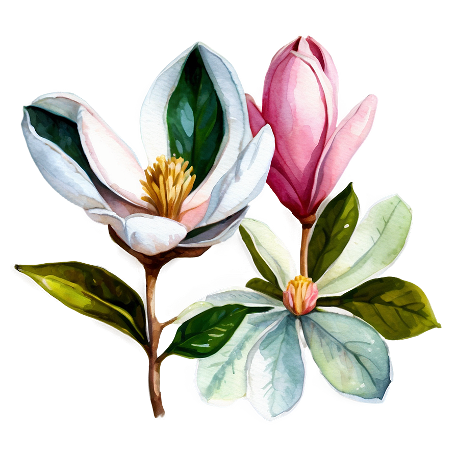 Watercolor Magnolia Clipart Png 05252024