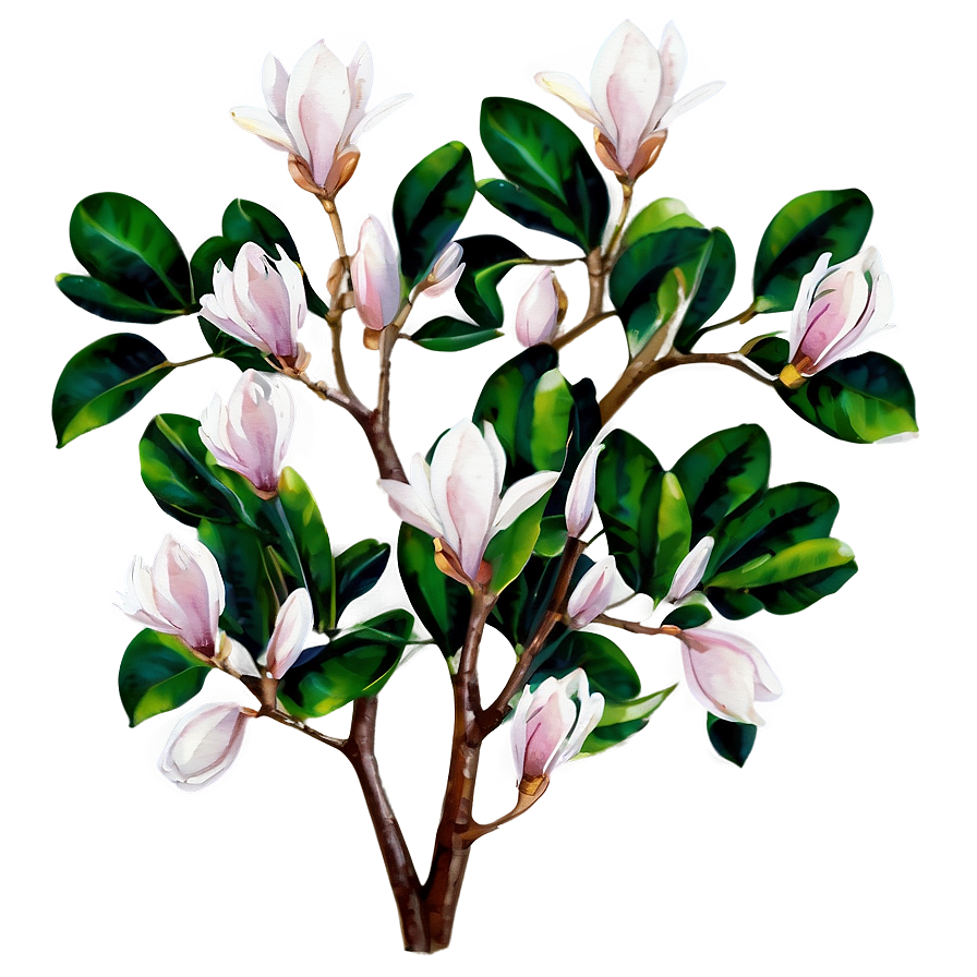 Watercolor Magnolia Tree Art Png 06212024