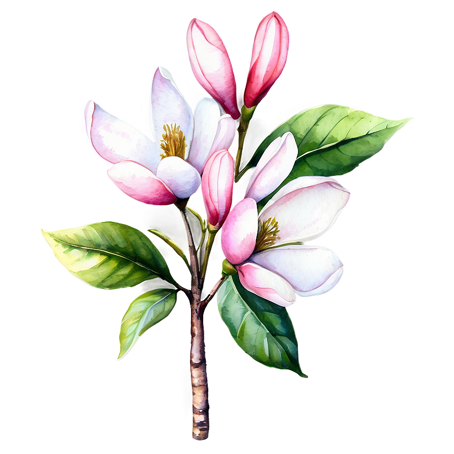 Watercolor Magnolia Tree Art Png 49