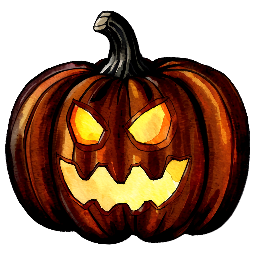 Watercolor Painted Pumpkin Png Njm