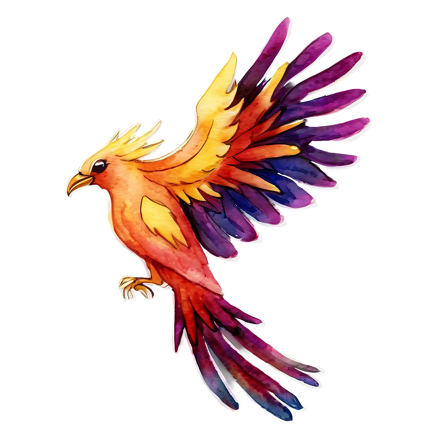 Watercolor Phoenix Art Png 51