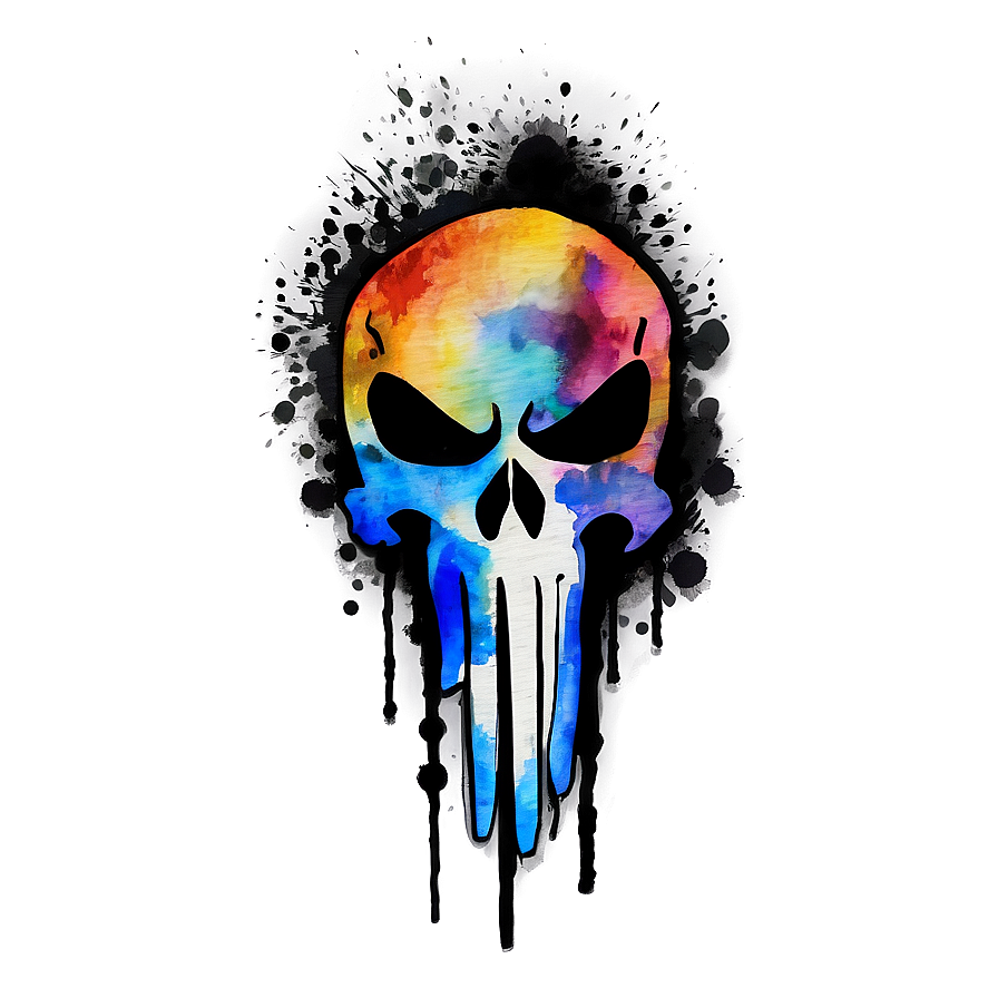 Watercolor Punisher Skull PNG brs63 PNG with transparent background