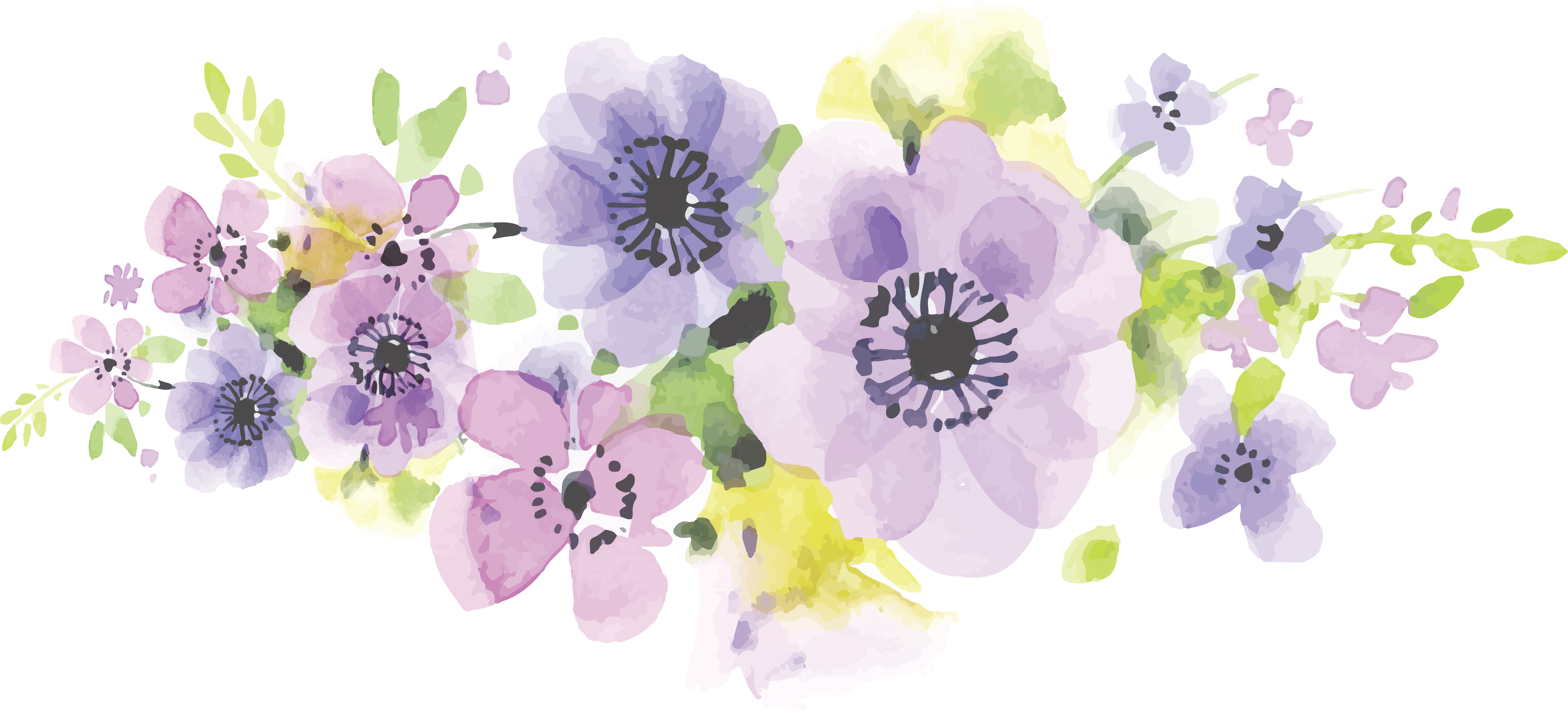 Floral Design Flower Floristry Business Card Purple - Vector Purple Watercolor Flowers, HD Png Download PNG with transparent background